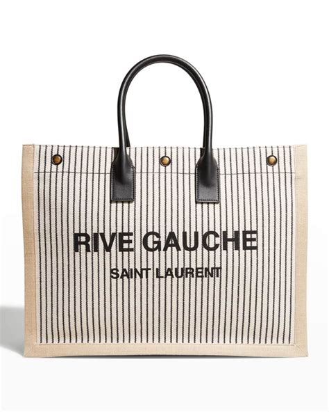 ysl striped bag|Saint Laurent Rive Gauche Striped Canvas Tote Bag.